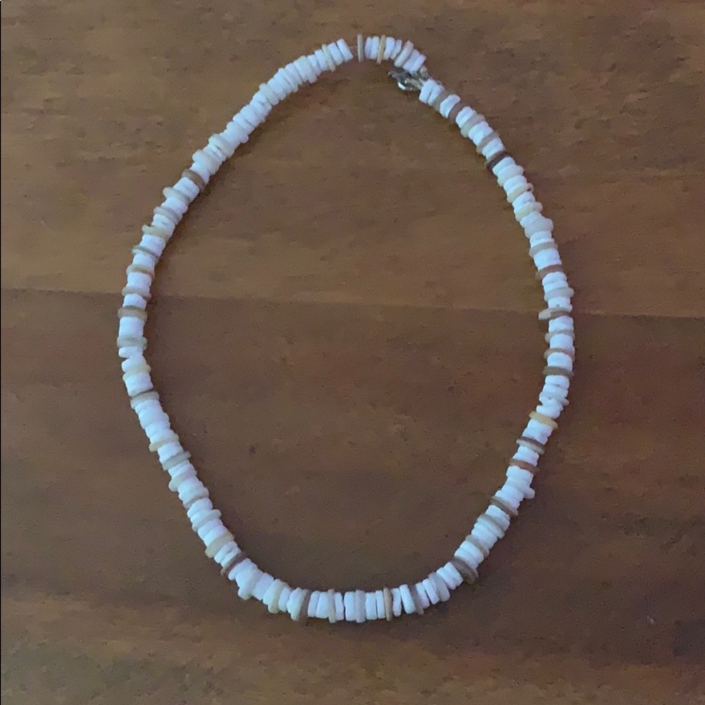 White and brown seashell necklace